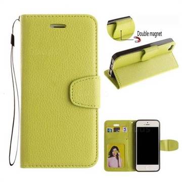 Litchi Pattern PU Leather Wallet Case for iPhone SE 5s 5 - Green