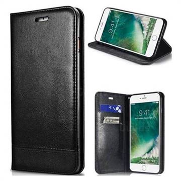 Magnetic Suck Stitching Slim Leather Wallet Case for iPhone SE 5s 5 - Black