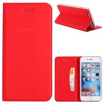 Ultra Slim Automatic Suction Leather Wallet Case for iPhone SE 5s 5 - Red