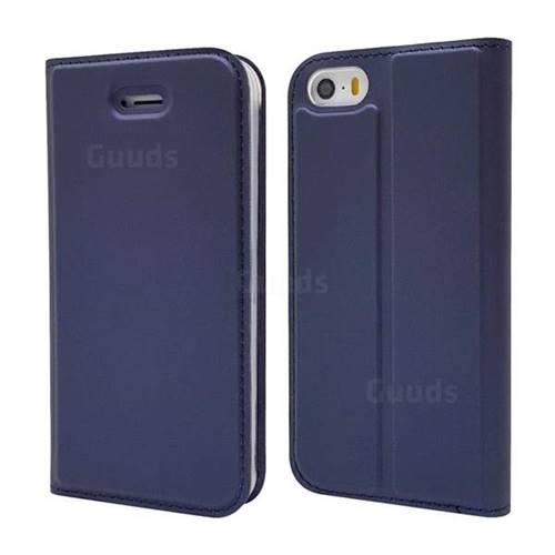 Ultra Slim Card Magnetic Automatic Suction Leather Wallet Case for iPhone SE 5s 5 - Royal Blue