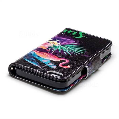 Flowers Flamingos Leather Wallet Case for iPhone SE 5s 5 Leather Case