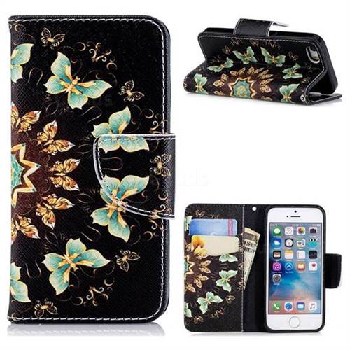 Circle Butterflies Leather Wallet Case for iPhone SE 5s 5