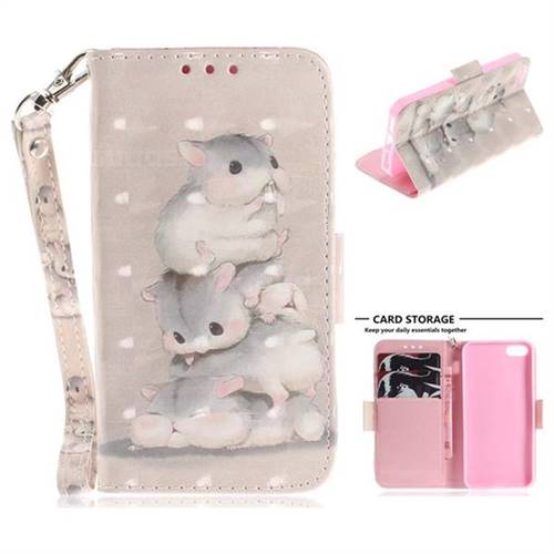 Three Squirrels 3D Painted Leather Wallet Phone Case for iPhone SE 5s 5