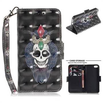 Skull Cat 3D Painted Leather Wallet Phone Case for iPhone SE 5s 5