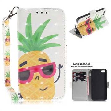 Pineapple Glasses 3D Painted Leather Wallet Phone Case for iPhone SE 5s 5