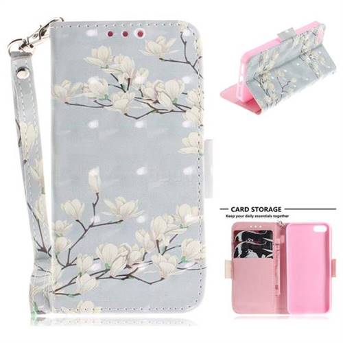 Magnolia Flower 3D Painted Leather Wallet Phone Case for iPhone SE 5s 5