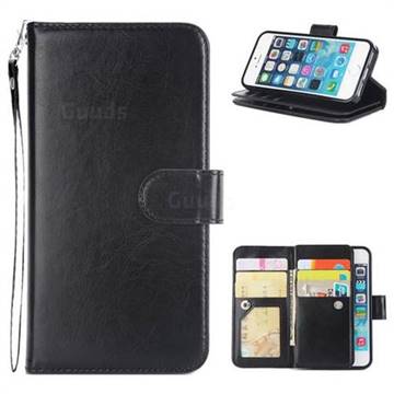 9 Card Photo Frame Smooth PU Leather Wallet Phone Case for iPhone SE 5s 5 - Black