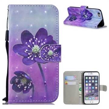 Purple Flower 3D Painted Leather Wallet Phone Case for iPhone SE 5s 5