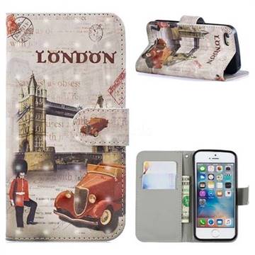 Retro London 3D Painted Leather Phone Wallet Case for iPhone SE 5s 5