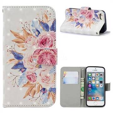 Rose Flowers 3D Painted Leather Phone Wallet Case for iPhone SE 5s 5