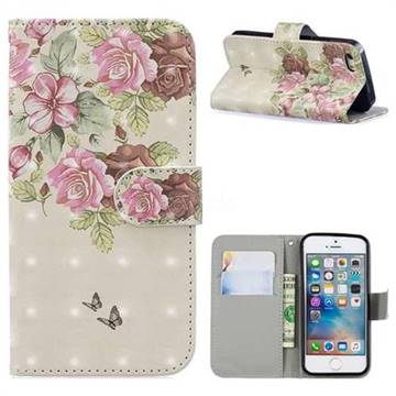 Beauty Rose 3D Painted Leather Phone Wallet Case for iPhone SE 5s 5