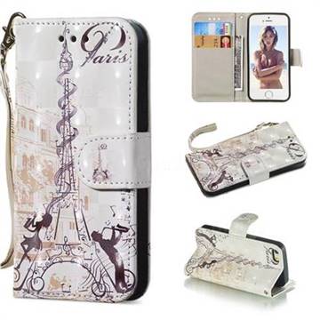 Tower Couple 3D Painted Leather Wallet Phone Case for iPhone SE 5s 5
