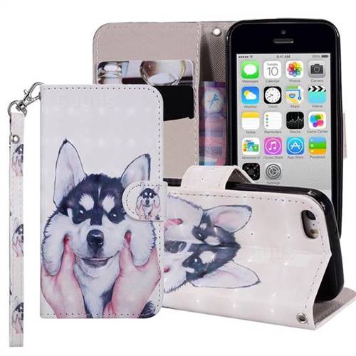 Husky Dog 3D Painted Leather Phone Wallet Case Cover for iPhone SE 5s 5