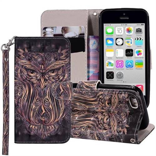 Tribal Owl 3D Painted Leather Phone Wallet Case Cover for iPhone SE 5s 5