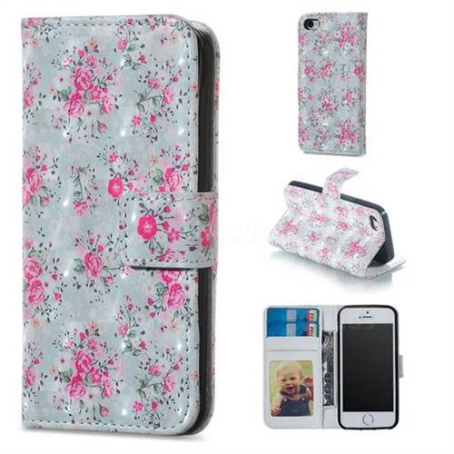 Roses Flower 3D Painted Leather Phone Wallet Case for iPhone SE 5s 5