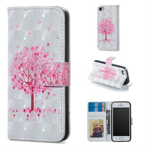 Sakura Flower Tree 3D Painted Leather Phone Wallet Case for iPhone SE 5s 5