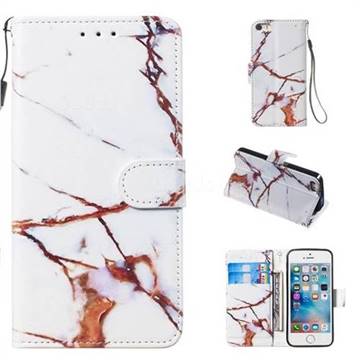 Platinum Marble Smooth Leather Phone Wallet Case for iPhone SE 5s 5