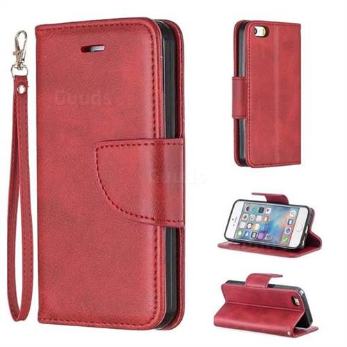 Classic Sheepskin PU Leather Phone Wallet Case for iPhone SE 5s 5 - Red