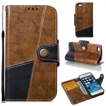 Retro Magnetic Stitching Wallet Flip Cover for iPhone SE 5s 5 - Brown