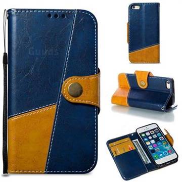 Retro Magnetic Stitching Wallet Flip Cover for iPhone SE 5s 5 - Blue