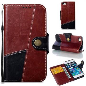 Retro Magnetic Stitching Wallet Flip Cover for iPhone SE 5s 5 - Dark Red
