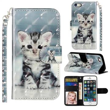 Kitten Cat 3D Leather Phone Holster Wallet Case for iPhone SE 5s 5