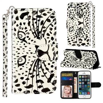 Leopard Panther 3D Leather Phone Holster Wallet Case for iPhone SE 5s 5