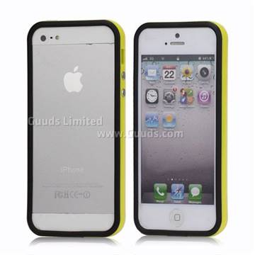 Plastic and TPU Hybrid Bumper Frame Case for iPhone 5 - Yellow / Black