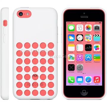 Silicone Case for iPhone 5c with 35 Hollow holes - White