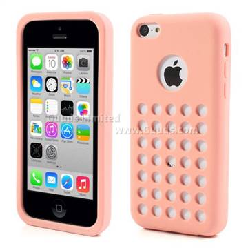Silicone Case for iPhone 5c with 35 Hollow holes and Logo Cutout - Pink