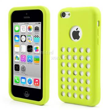 Silicone Case for iPhone 5c with 35 Hollow holes and Logo Cutout - Green