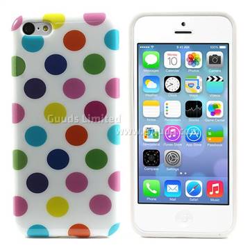 Polka Dots TPU Gel Case for iPhone 5C - Colorful Dots / White