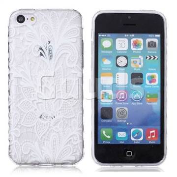 White Rose Painted Non-slip TPU Back Cover for iPhone 5c