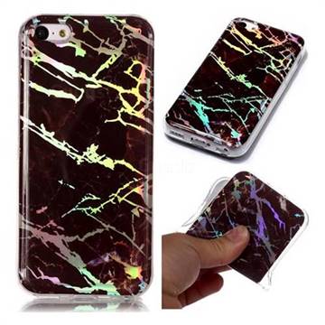 Black Brown Marble Pattern Bright Color Laser Soft TPU Case for iPhone 5c