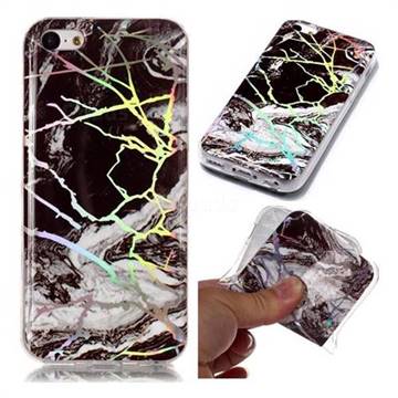 White Black Marble Pattern Bright Color Laser Soft TPU Case for iPhone 5c