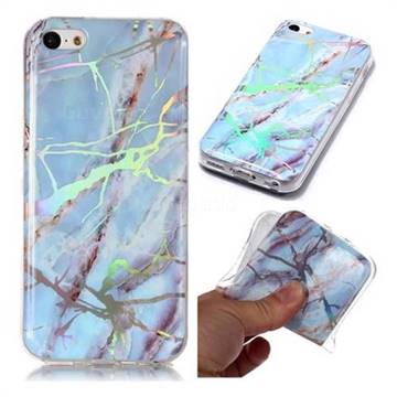 Light Blue Marble Pattern Bright Color Laser Soft TPU Case for iPhone 5c