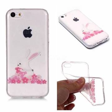 Cherry Blossom Rabbit Super Clear Soft TPU Back Cover for iPhone 5c