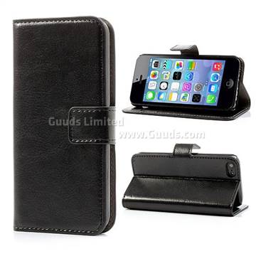 Crazy Horse PU Leather Case for iPhone 5c - Black