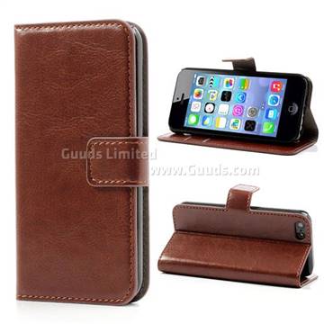 Crazy Horse PU Leather Case for iPhone 5c - Brown