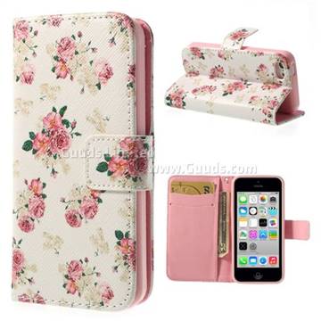 Blooming Rose Leather Flip Cover for iPhone 5c