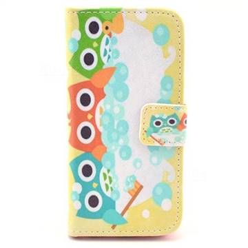Soap Bubbles Owls Leather Wallet Case for iPhone 5c