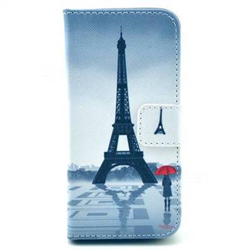 Rain Eiffel Tower Leather Wallet Case for iPhone 5c