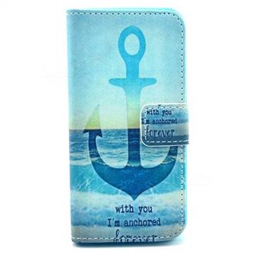 Sea Anchor Leather Wallet Case for iPhone 5c