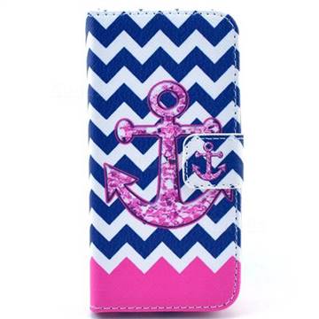 Anchor Chevron Leather Wallet Case for iPhone 5c