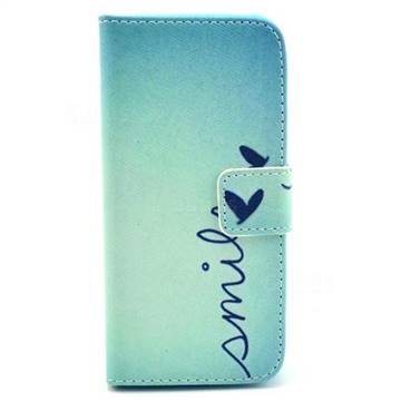 Smile Butterfly Leather Wallet Case for iPhone 5c