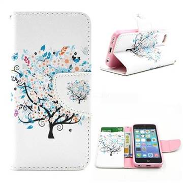 Colorful Tree Leather Wallet Case for iPhone 5c