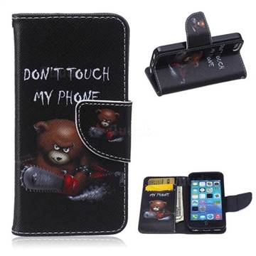 Chainsaw Bear Leather Wallet Case for iPhone 5c