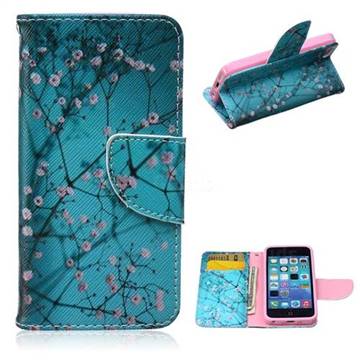 Blue Plum Leather Wallet Case for iPhone 5c