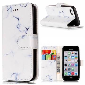 Soft White Marble PU Leather Wallet Case for iPhone 5c