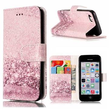 Glittering Rose Gold PU Leather Wallet Case for iPhone 5c